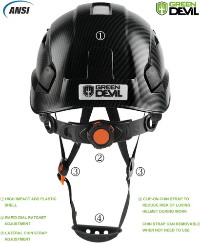 Miniatura 4 de GREEN DEVIL Casco de Seguridad Casco Duro Ajustable Ligero Ventilado ABS Casco de Trabajo Suspensión de 6 Puntos Aprobado ANSI Z89.1 Ideal