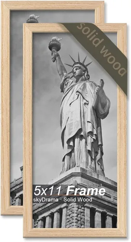Miniatura 60 de Juego de 8 portarretratos 100% madera maciza de 5 x 7 pulgadas, marco negro para fotos de 4 x 6 pulgadas con paspartú o de 5 x 7 pulgadas sin