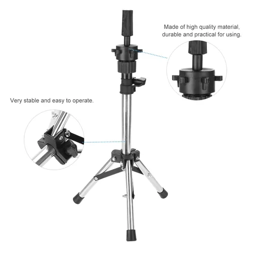 Miniatura 7 de Soporte de trípode para cabeza de maniquí, soporte de trípode ajustable para peluquería, cosmetología, peluquería, entrenamiento, cosmetología