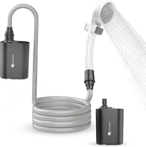Miniatura 9 de DR.PREPARE Ducha portátil para acampar, ducha de camping con cubo plegable de 4.5 galones, batería recargable USB, 2 cabezales de ducha, duchas