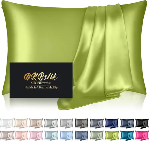 Miniatura 40 de Funda de almohada de seda para cabello y piel, fundas de almohada de seda de morera tamaño estándar, anti-acné, refrescante para dormir, seda Rosa