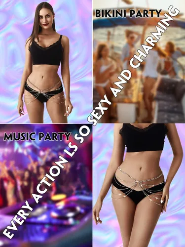 Miniatura 4 de Cadenas de cuerpo de diamantes de imitación para mujeres y niñas, cadena de cintura sexy para el vientre, accesorios de playa adecuados para una