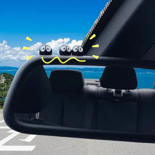 Levvohd Lindos Espíritus de Hollín Accesorios para Espejo Retrovisor, Decoración del Salpicadero, Divertidos y Lindos Adornos de Coche para Espejos