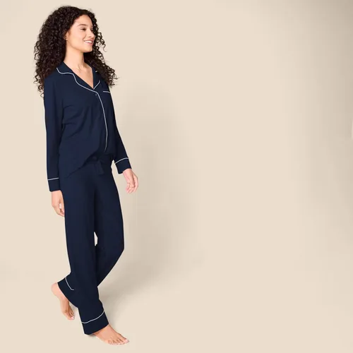 Miniatura 2 de Tienda Essentials - Pijama de modal de algodón para mujer, conjunto de camisa de manga larga y pantalones largos