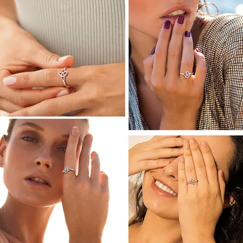 Miniatura 2 de PROSILVER Anillo Claddagh de plata de ley 925anillo de nudo celta para mujer, anillo de boda irlandés, chapado en oro rosa, ajuste cómodo