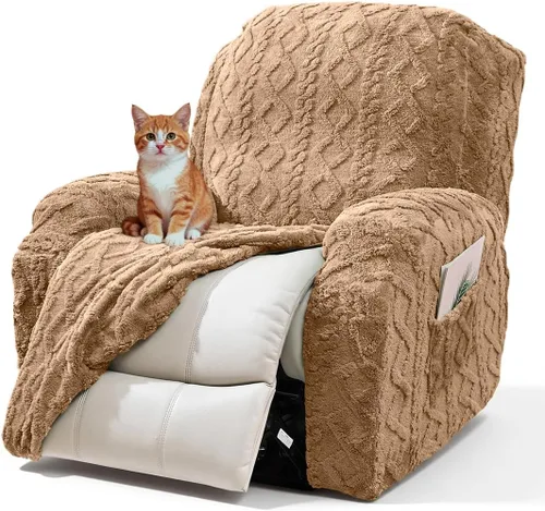 Miniatura 21 de vctops Verde Navideño 4 Piezas Fundas para Sillón Reclinable de Felpa Jacquard Geométrica Suaves Peludas Mullidas Funda para Sofá y Sillón