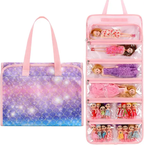 Miniatura 8 de JIANYA Bolsa de almacenamiento para muñecas, exhibición de juguetes, organizador de almacenamiento de transporte, vista clara, compatible con todas