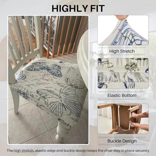 Miniatura 2 de SearchI - Juego de 6 fundas de asiento elásticas, suaves, extraíbles y lavables, para sillas de comedor, fundas protectoras de asiento de comedor