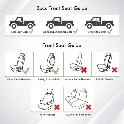Miniatura 8 de Huidasource - Fundas de asiento delantero para Tundra, funda de cojín de asiento de cuero negro automotriz de cobertura completa, ajuste