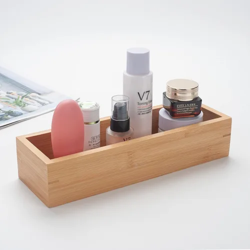 Miniatura 5 de Cesta de baño de bambú de 3 piezas, organizador de baño de madera, bandeja de madera para encimera de tanque de inodoro, decoración del hogar, caja