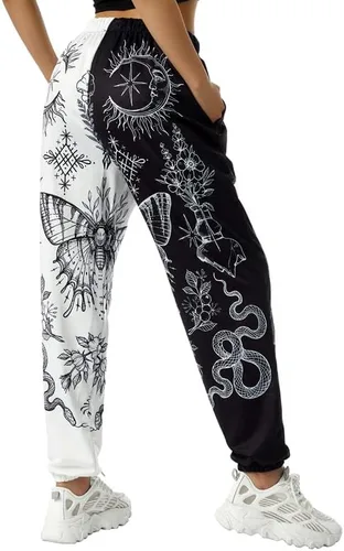 Miniatura 8 de Amuver - Pantalones de harén estilo hippie bohemio de los años 90 para mujer cintura fruncida estampado de retazos pantalones deportivos para yoga