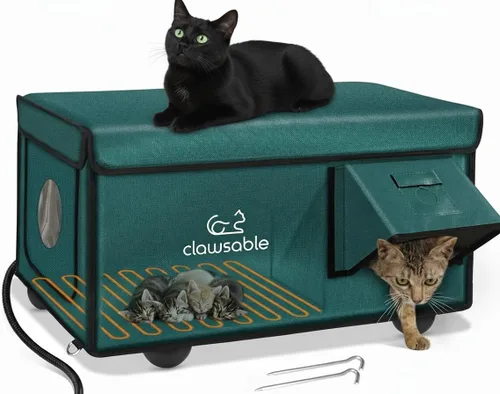 Miniatura 9 de Casa térmica para gatos, indestructible, 100% resistente a la intemperie, puerta segura contra escape, refugio aislado para gatos al aire libre