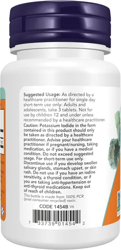 Miniatura 3 de NOW Supplements - Yoduro de potasio 30 mg, suplemento alimenticio, libre de OMG verificado, 60 tabletas