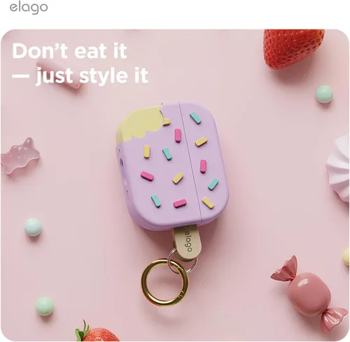 Miniatura 3 de elago Funda de Helado Compatible con AirPods Pro 3 - Funda de Protección Completa - Incluye Mosquetón, Soporta Carga Inalámbrica, Protección Total