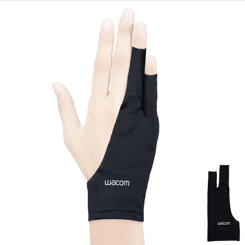 Wacom Guante de dibujo, guante de artista de dos dedos para tableta de dibujo, pantalla de bolígrafo, 90% material reciclado, ecológico, talla única