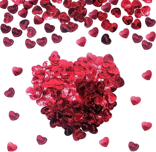 600 piezas de confeti para el día de San Valentín, confeti de corazones rojos con purpurina, decoración de San Valentín, confeti de papel de