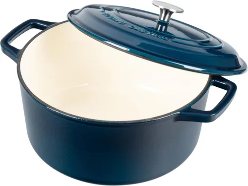 Miniatura 4 de EDGING CASTING Olla de horno holandés de hierro fundido esmaltado con tapa, horno holandés para hornear pan de masa madre redondo con asa doble, 6