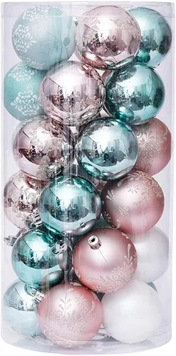 Miniatura 9 de Juego de 30 adornos de bolas de Navidad, bolas de adornos de Navidad inastillables, decoración de árbol de Navidad, bolas de árbol de Navidad rojas