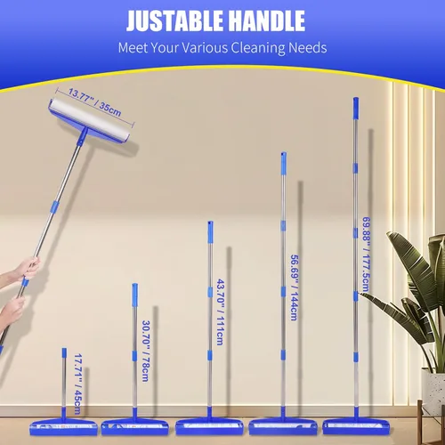 Miniatura 3 de COBETE Rodillo Quitapelusas Extra Pegajoso Grande de 13.77", Removedor de Pelusa con Mango Largo de 69.88" con 6 Rodillos para Ropa, Pelo de Gato