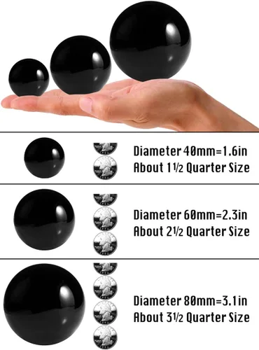 Miniatura 5 de HOMELEX Bola de cristal de obsidiana mágica negra con soporte de madera para meditación, curación de cristales, esfera de adivinación, decoración