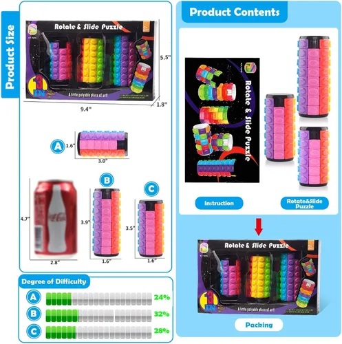 Miniatura 6 de R.Y.TOYS Juguete para ansiedad, rompecabezas de cubo mágico, rompecabezas de cerebro para adultos, juego de mano inquieto de lógica giratoria
