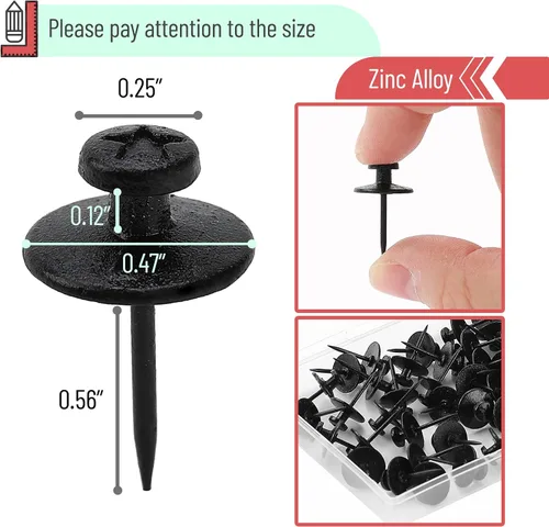 Miniatura 3 de Mr. Pen - Clavos de doble cabeza para colgar cuadros, paquete de 25, negro, clavos para cuadros, tachuelas para colgar en la pared, pines