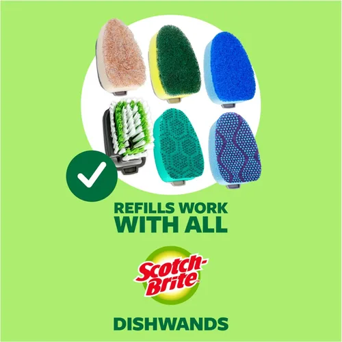 Miniatura 10 de Kit de estropajo Heavy Duty de Scotch-Brite, incluye 1 estropajo y 8 repuestos de esponja, mantiene tus manos lejos del desorden