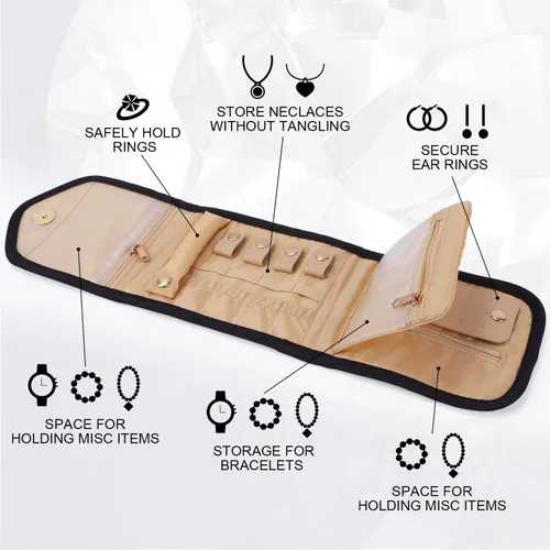 Miniatura 2 de emissary Organizador pequeño de viaje para joyas, para collares, aretes, anillos, pulseras, almacenamiento de joyas, almacenamiento de aretes