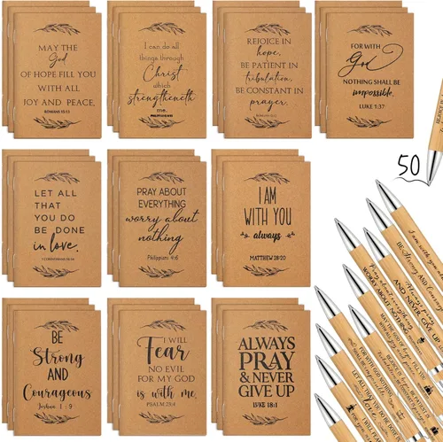 Miniatura 8 de Fuutreo Juego de 40 piezas de regalo cristiano con versículos de la Biblia, diarios de oración, bolígrafos inspiradores religiosos, mini cuaderno
