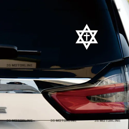 Miniatura 2 de Vinilo adhesivo con diseño de cruz de David de David Judío Magen Israel, paquete de 2 unidades, color blanco, 4 pulgadas, sin fondo para coche