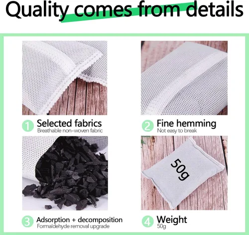 Miniatura 3 de Paquete de 10 bolsas de carbón activado absorbente de olores para basura, desodorante para auto, desodorante para zapatos, eliminador de olores