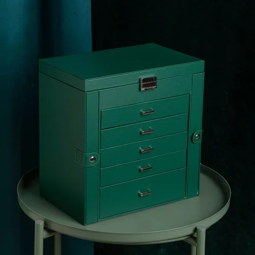 Miniatura 6 de Frebeauty Joyero grande, organizador de joyas de piel sintética de 6 niveles con cerradura, estuche de almacenamiento multifuncional con espejo