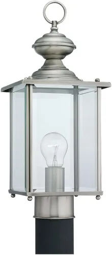 Miniatura 3 de Sea Gull Lighting 8257-12 Jamestowne - poste farol con cristal biselado transparente, 17 pulgadas, color negro