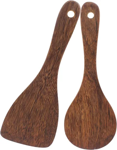 Miniatura 9 de 2 palas de arroz de madera, cucharas de arroz antiadherentes, cuchara de servir, cucharas de cocina, utensilios de cocina, 7.09 pulgadas