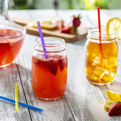 Miniatura 3 de Paquete de 250 popotes desechables de plástico para beber, 7.75 pulgadas de alto, varios