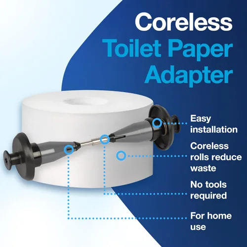 Miniatura 4 de Tork Adaptador de husillo sin núcleo para soportes de papel higiénico de estilo doméstico, se instala en segundos, se adapta a papel higiénico sin