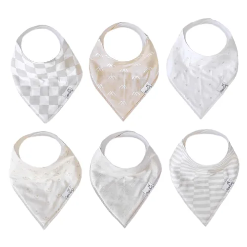 Miniatura 8 de Copper Pearl Juego de 6 baberos de algodón suave para bebé para babeo y dentición, baberos absorbentes para niña, ajustable para recién nacidos a
