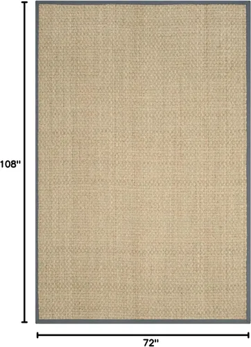 Miniatura 2 de SAFAVIEH Alfombra de Área 6x9 pies - Colección de Fibra Natural - Natural y Gris Oscuro, Hierba Marina, Patrón de Tejido de Canasta con Borde