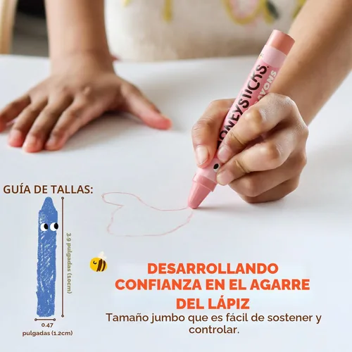 Miniatura 5 de Honeysticks Crayones Jumbo (16 unidades) - Crayones no tóxicos - 100% pura cera de abejas y colores de grado alimenticio - 16 colores brillantes