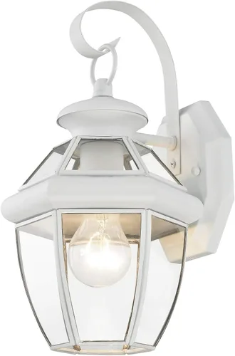 Miniatura 13 de Livex Lighting 2051-01 Monterey 1 Lámpara de pared exterior con acabado de latón antiguo, acabado en latón macizo con vidrio biselado transparente