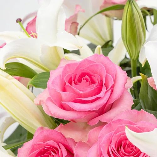 Miniatura 4 de Benchmark Bouquets - Rosas rosas y lirios, jarrón incluido, flores frescas cortadas y cultivadas, regalo para decoración del hogar, cumpleaños