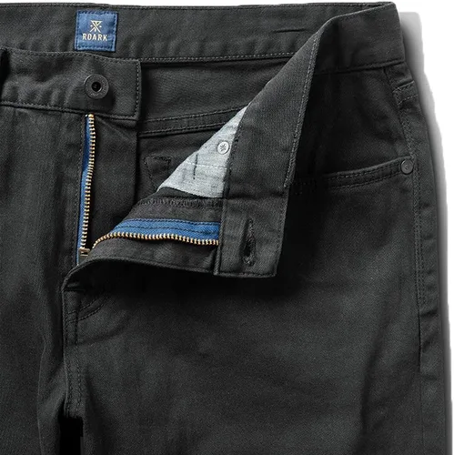 Miniatura 3 de Roark Pantalones de mezclilla HWY 128 de sarga rotos de corte recto para hombre, elegante diseño de 5 bolsillos, pantalones casuales para uso diario