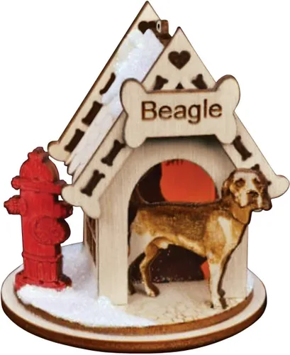 Miniatura 13 de Basset Hound Dog Tea Light Display Adorno de Navidad de madera para árbol de Navidad