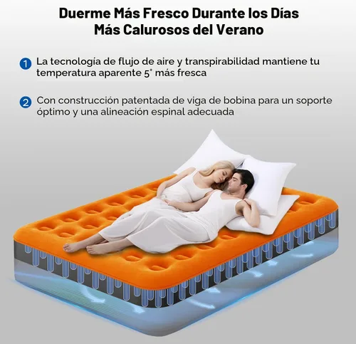 Miniatura 9 de Luxchoice Colchón de aire tamaño individual con bomba recargable incorporada de 9 pulgadas, colchón inflable de campamento, portátil, cama de aire
