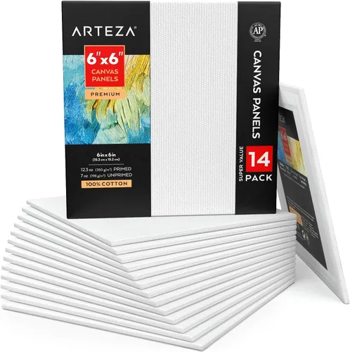 Miniatura 8 de ARTEZA Paneles de lienzo para pintar, 28 piezas, 5 x 7, 8 x 10, 9 x 12, 11 x 14 pulgadas, algodón, imprimados en yeso, suministros de arte