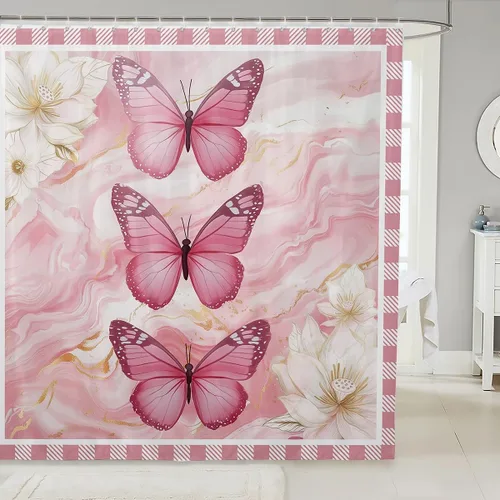 Miniatura 35 de Butterfly Shower Curtain Bohemian Bathroom Shower Curtain Set for Kids Adult Sun Moon Bath Curtain Yellow Butterfly Waterproof Curtains Room Decor