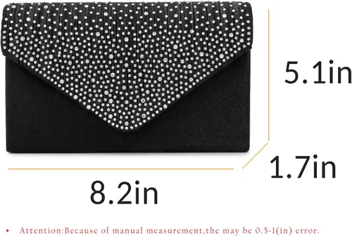Miniatura 3 de Milisente Bolso de noche para mujer, con diamantes de imitación, para boda, noche, sobre de cristal, bolso cruzado de hombro