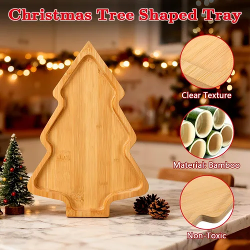 Miniatura 7 de BESTonZON Tabla de charcutería de árbol de Navidad, platos de plato de árbol de Navidad en forma de tablero de charcutería de madera