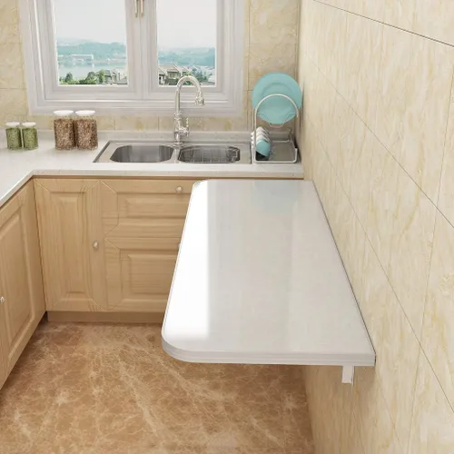 Mesa plegable invisible de pared, mesa de comedor de madera de cocina, escritorio de ordenador de superficie de mármol, banco de trabajo de