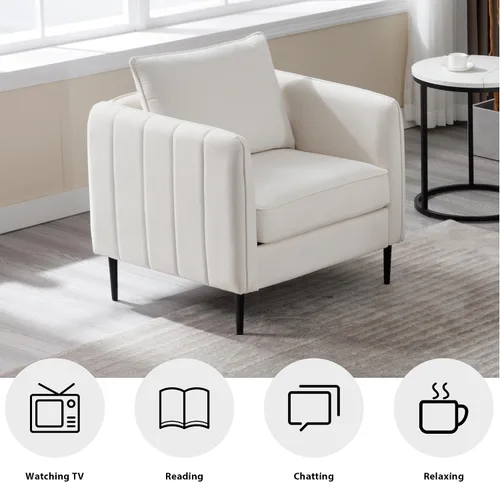 Miniatura 4 de Silla decorativa moderna, sillón de terciopelo esmerilado suave, silla tapizada con patas de carne, cómoda silla de lectura con reposabrazos anchos